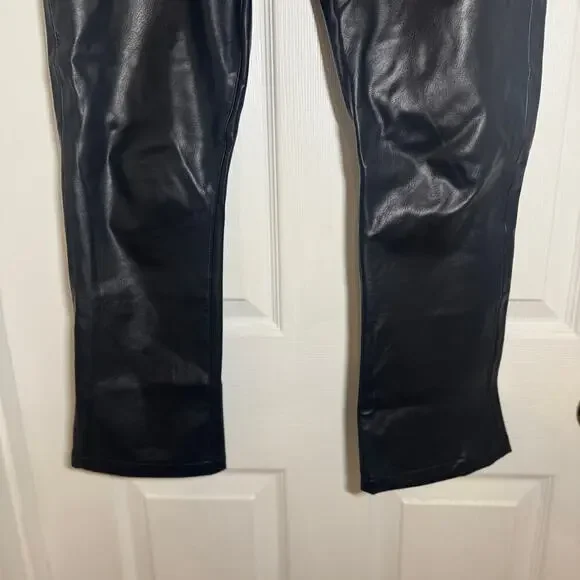 Veronica Beard Beverly Vegan Leather Skinny-Flare Black Pant Size 28 - Picture 4 of 13